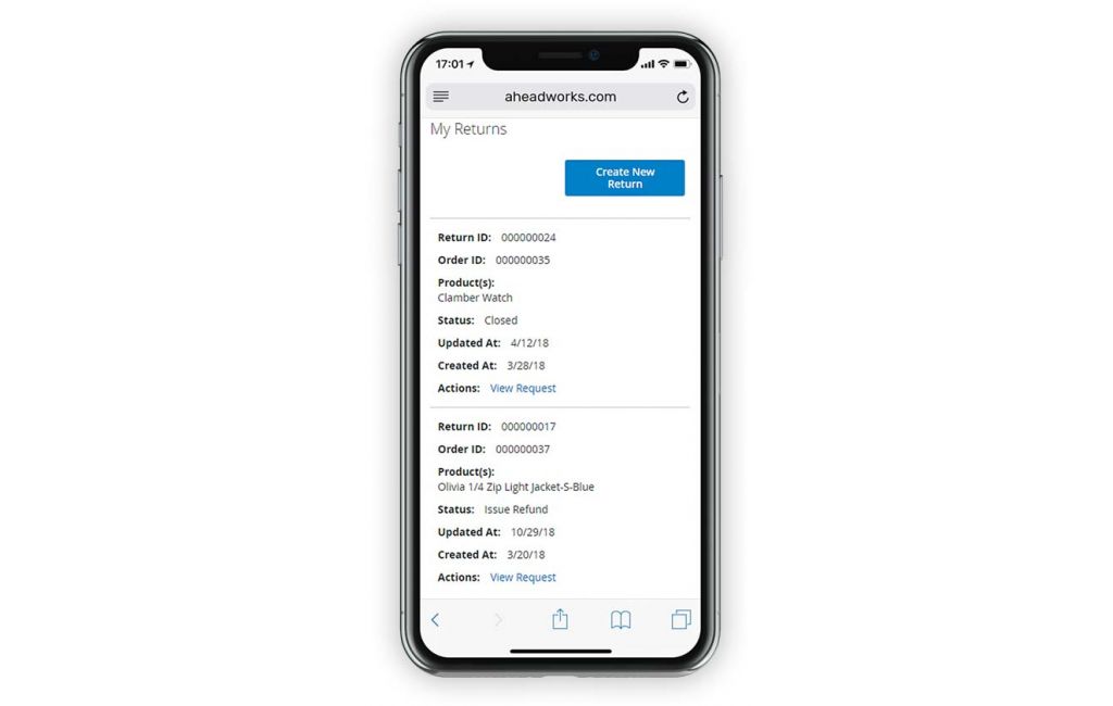 RMA for Magento 2 - Screenshot 1