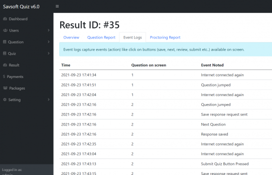 Visit Listing - Savsoft Quiz - Create and Manage Online Quiz or Exam with Proctoring Features Savsoft Quiz - Create and Manage Online Quiz or Exam with Proctoring Features - Screenshot 7