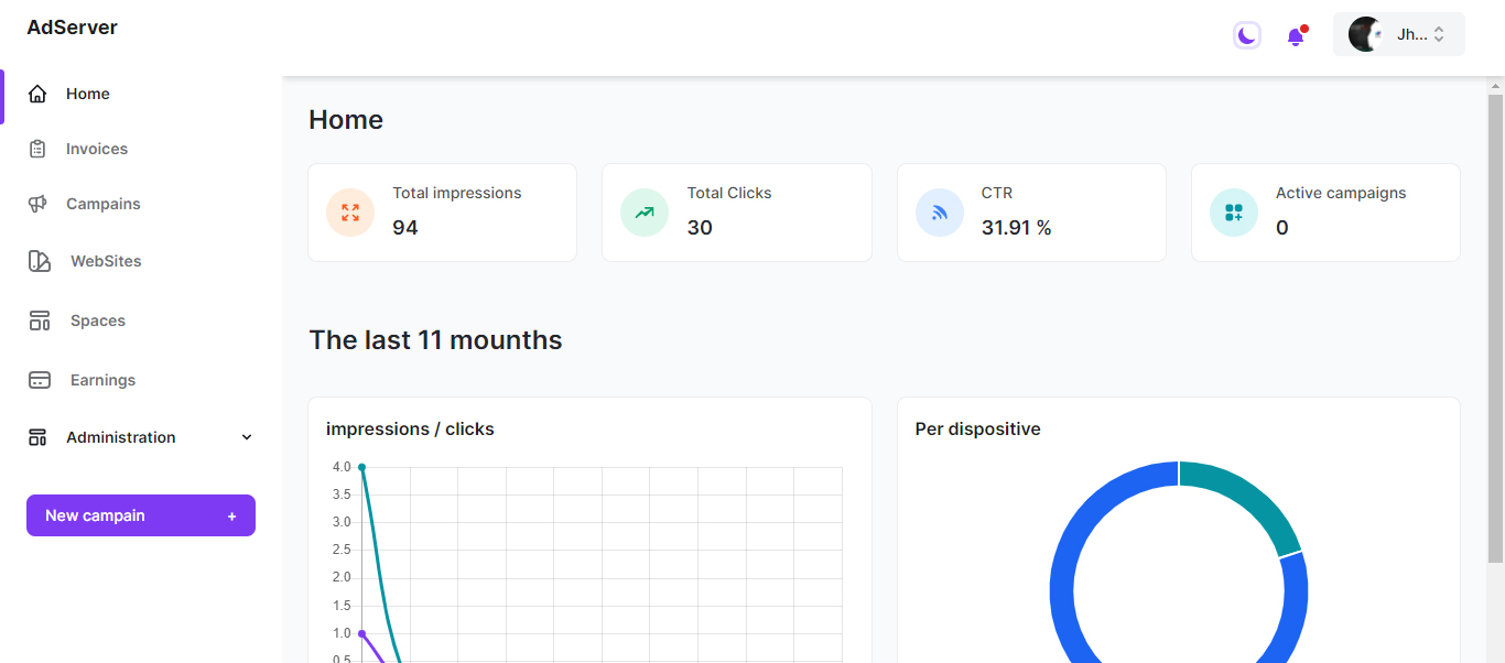 AdServer - Sell Your Advertising Spaces - Screenshot 1