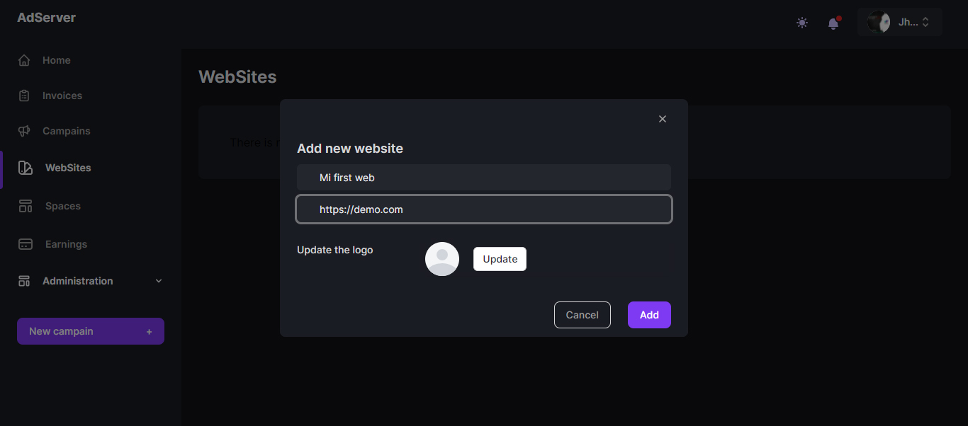 AdServer - Sell Your Advertising Spaces - Screenshot 4