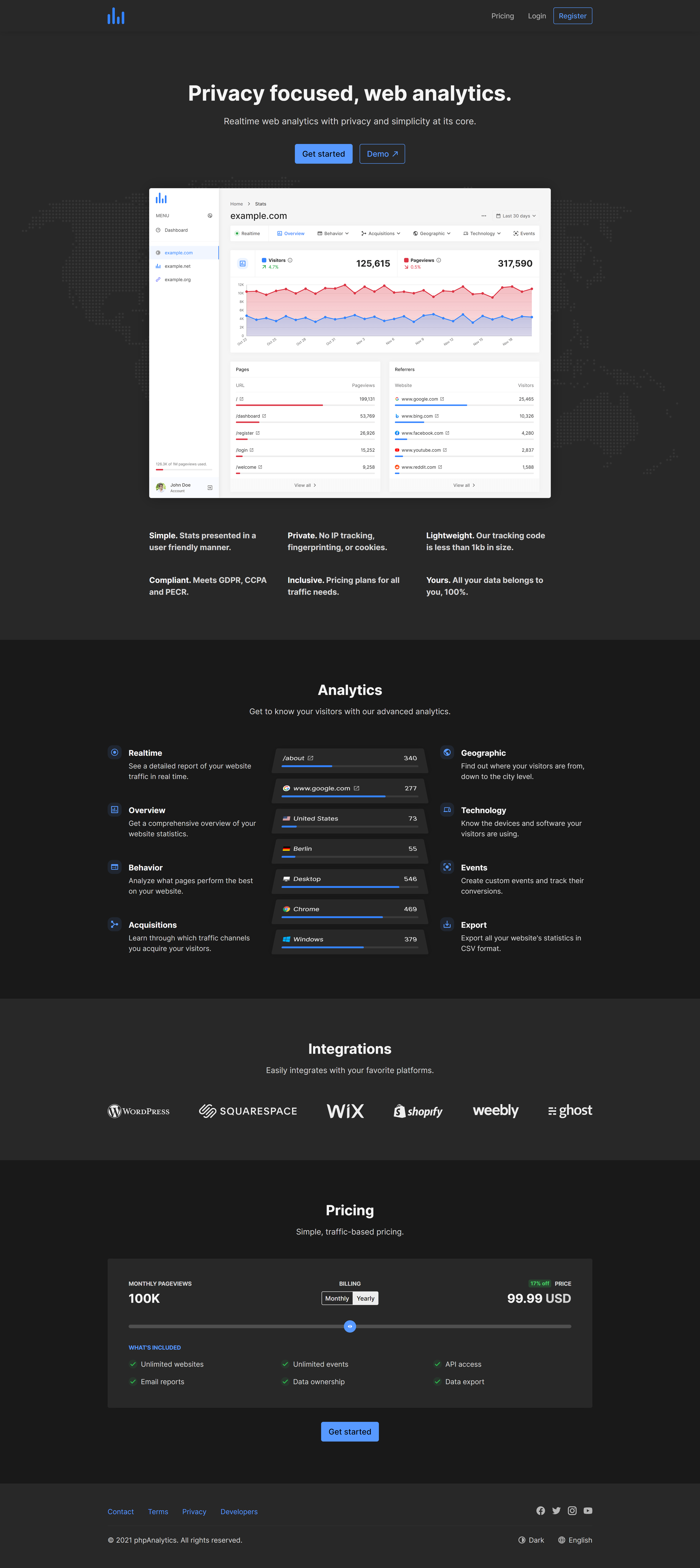 phpAnalytics - Web Analytics Platform - Screenshot 8
