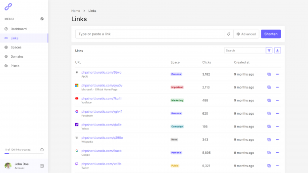 Visit Listing - phpShort - URL Shortener Platform phpShort - URL Shortener Platform - Screenshot 4