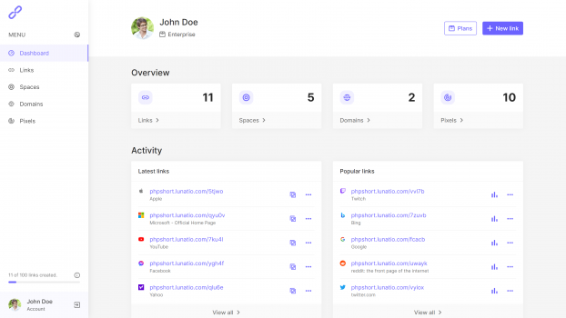 Visit Listing - phpShort - URL Shortener Platform phpShort - URL Shortener Platform - Screenshot 1