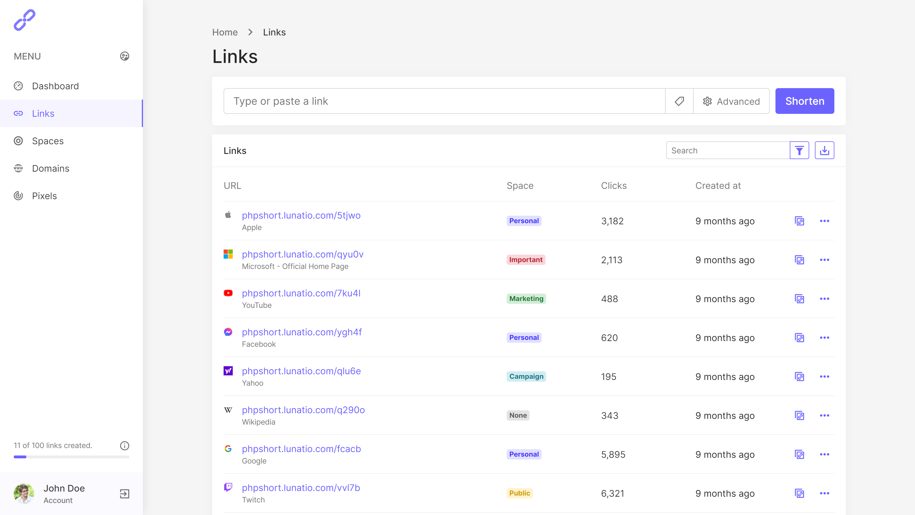 phpShort - URL Shortener Platform - Screenshot 4