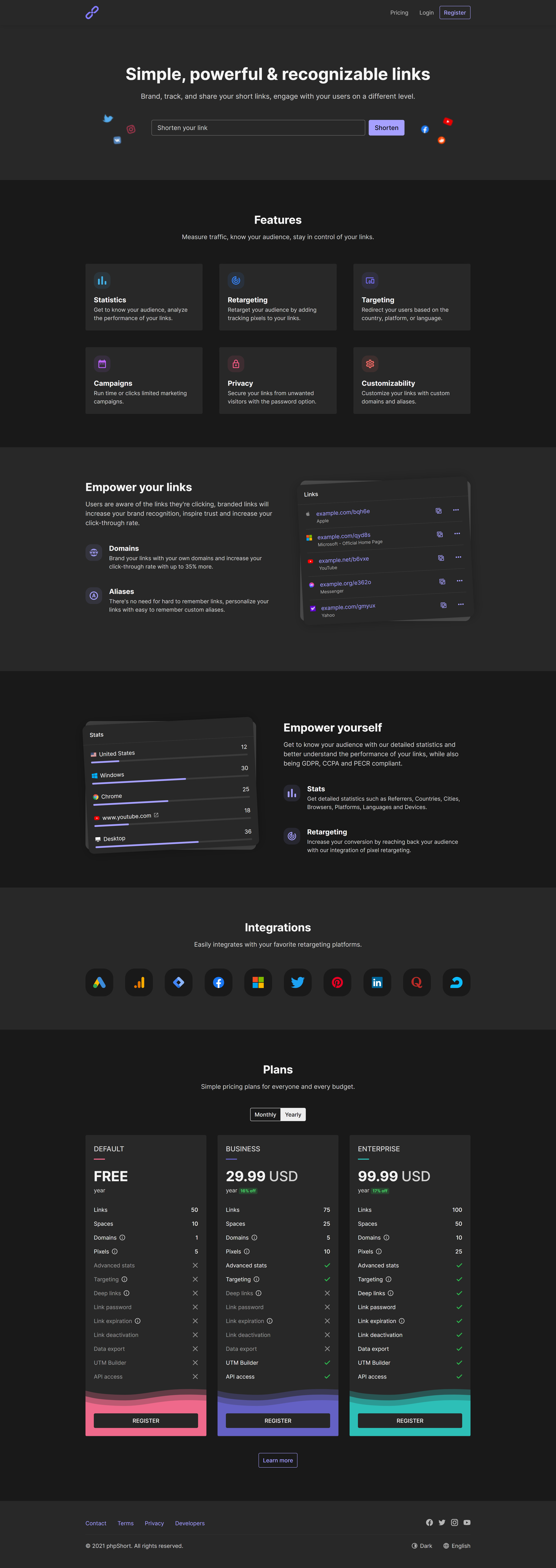 phpShort - URL Shortener Platform - Screenshot 8