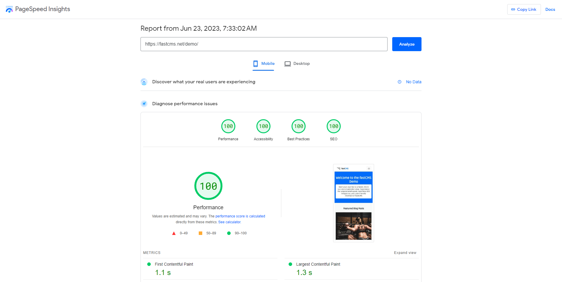 fastCMS Blogging App - Screenshot 2