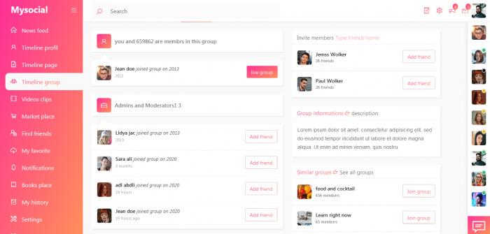 Mysocial -  social netwrok Bootstrap theme - Screenshot 4
