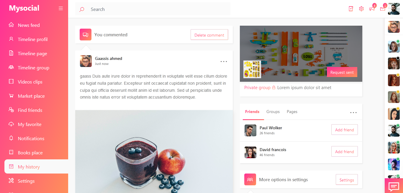 Mysocial -  social netwrok Bootstrap theme - Screenshot 5
