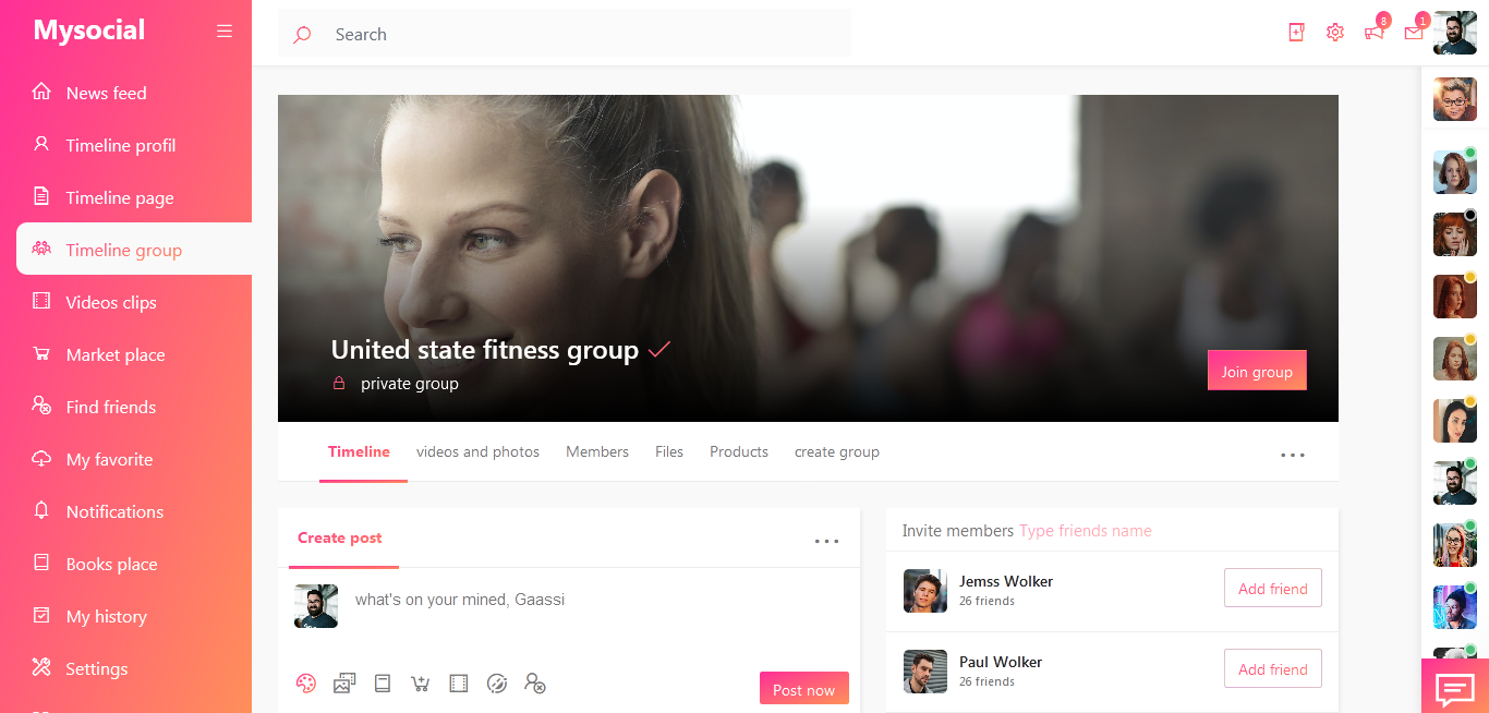 Mysocial -  social netwrok Bootstrap theme - Screenshot 3