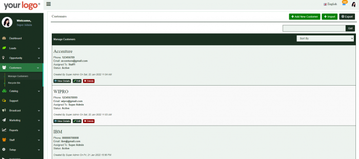 Visit Listing - PHP CRM PHP CRM - Screenshot 3