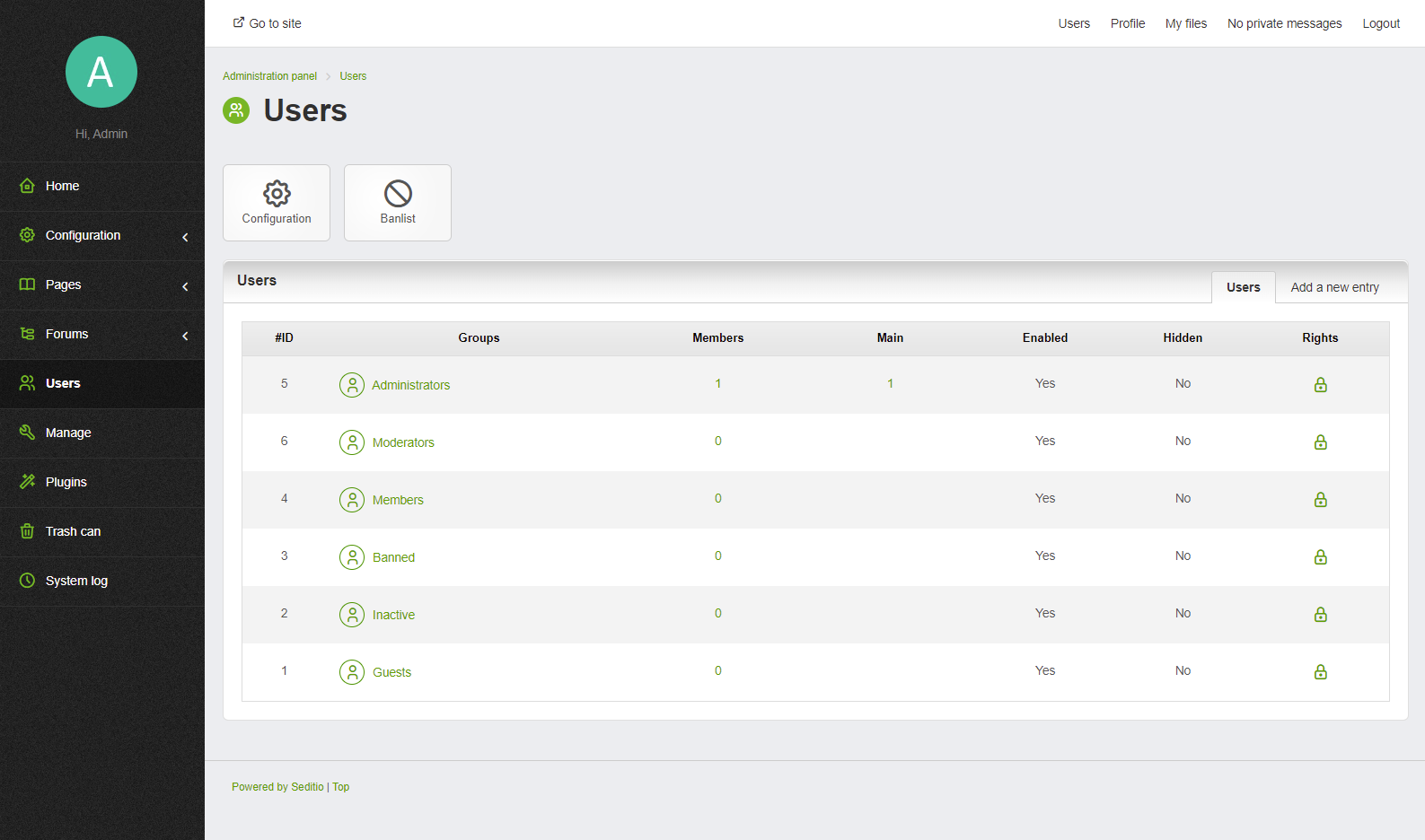 Seditio CMS - Screenshot 5
