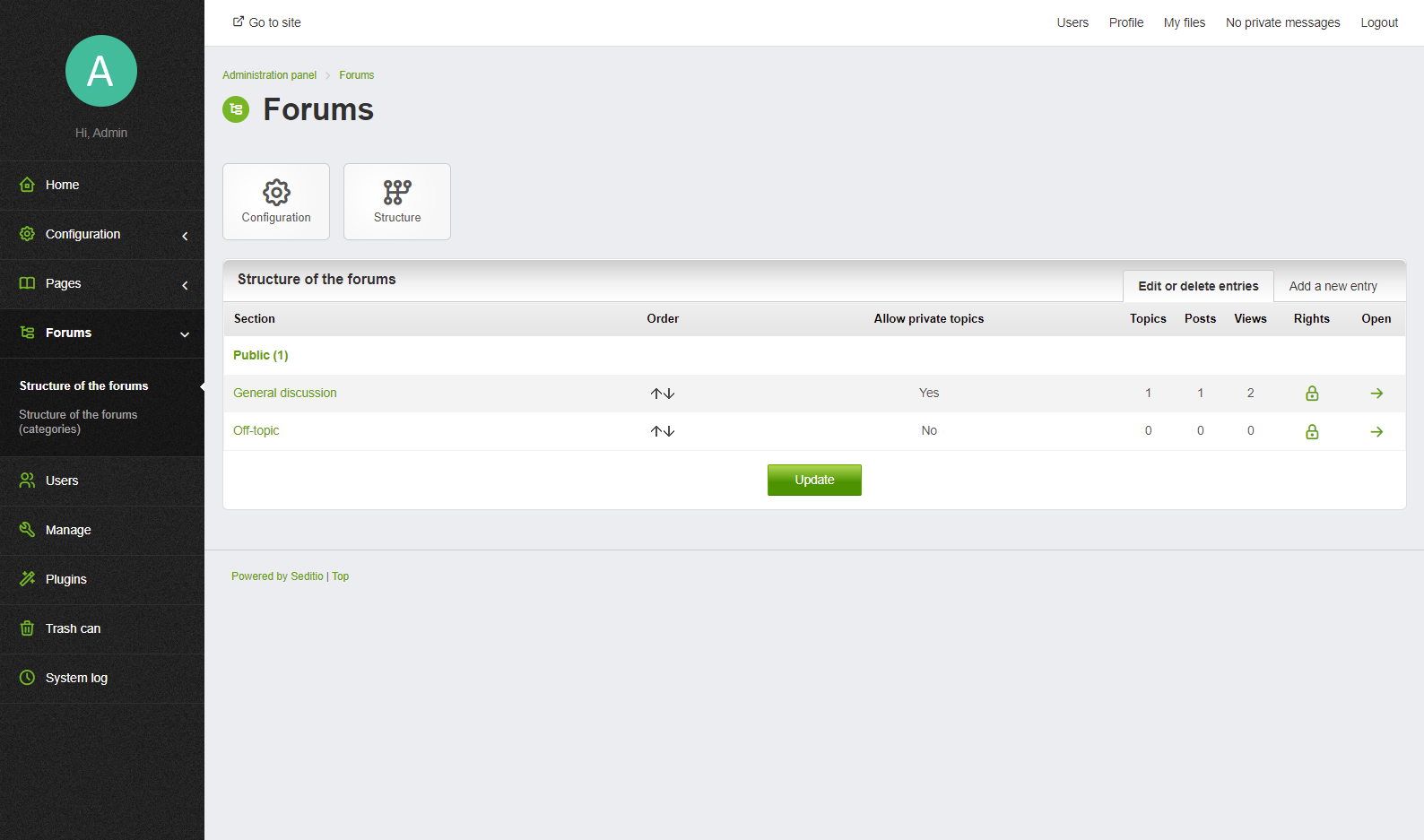 Seditio CMS - Screenshot 7