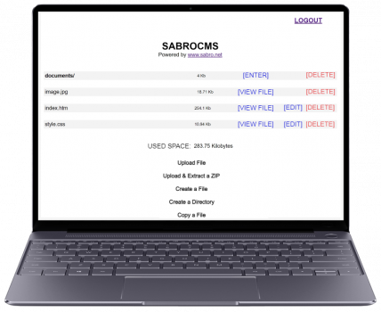 SabroCMS PHP CMS and Online FTP - Screenshot 1