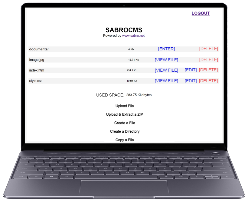 SabroCMS PHP CMS and Online FTP - Screenshot 1