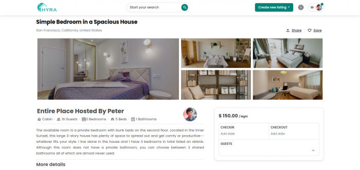Visit Listing - Hyra - Airbnb Clone Script Hyra - Airbnb Clone Script - Screenshot 4