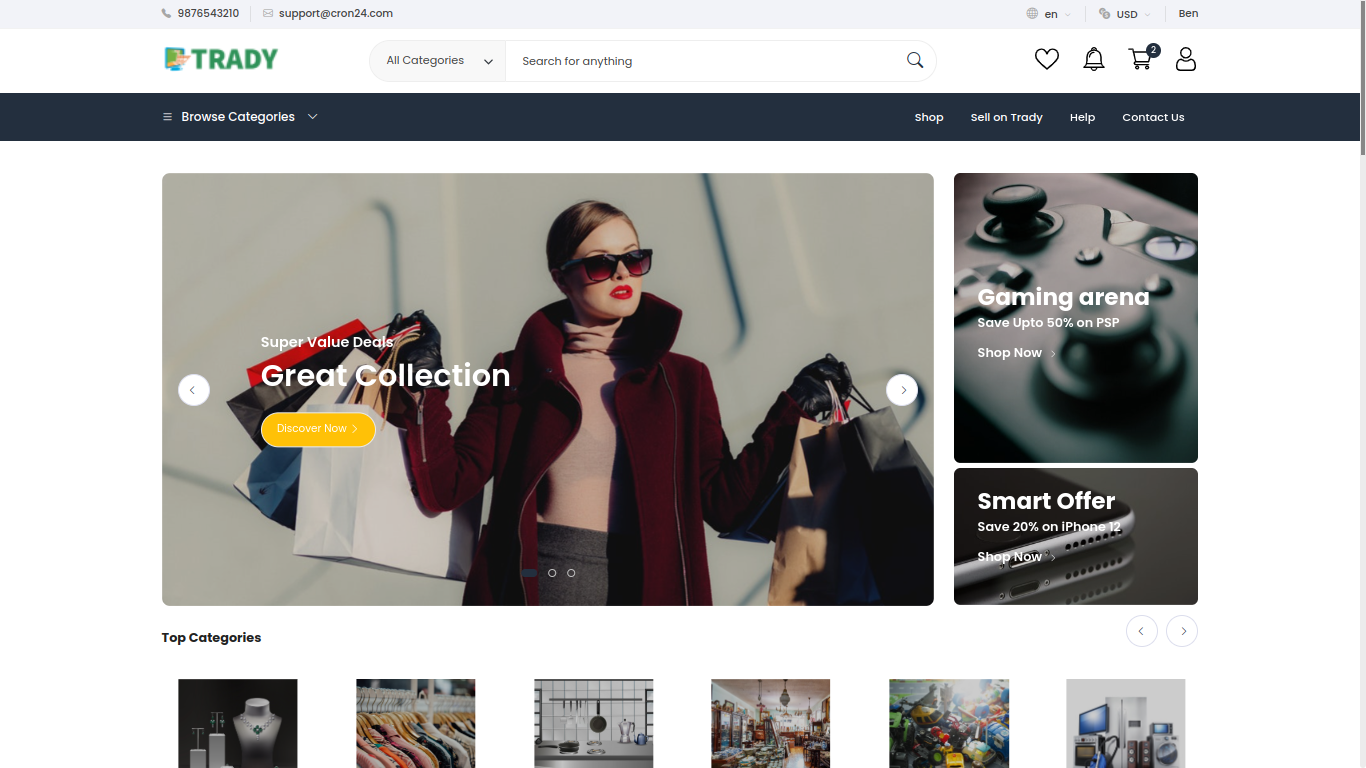 Trady - Ecommerce Script - Screenshot 1
