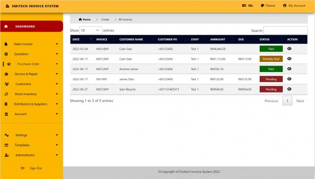 Emitech PHP Invoice System - Screenshot 2