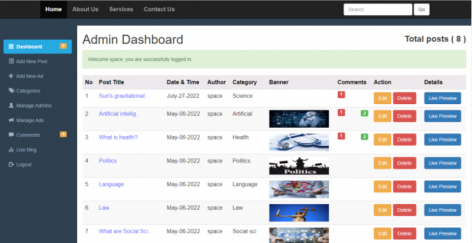 Complete Responsive Content Management System - Screenshot 1