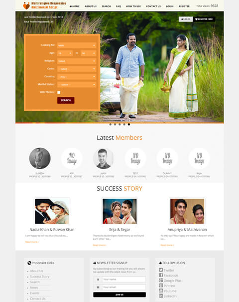 Multireligion Responsive Matrimonial Script - Screenshot 1