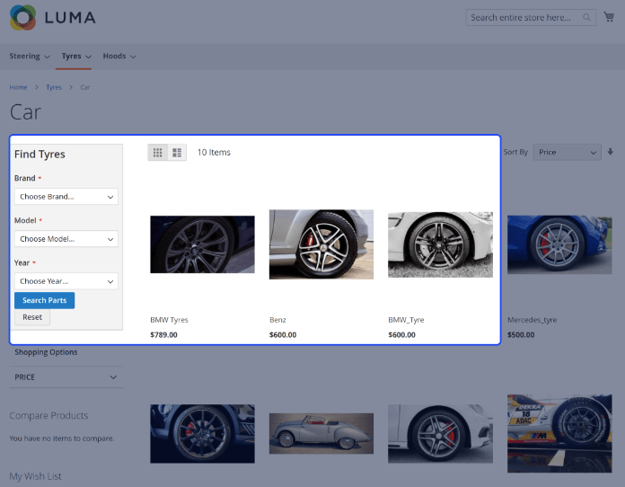Magento 2 Vehicle Parts Finder Extension - Screenshot 2