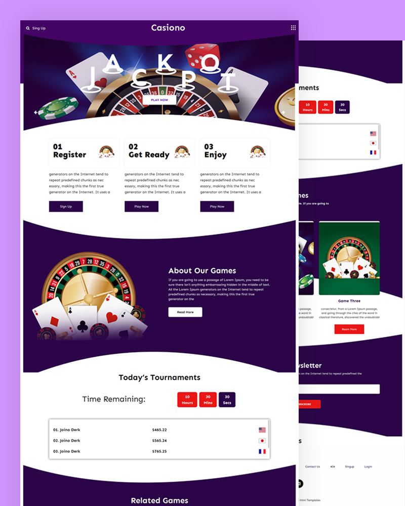Casiono Ã¢ÂÂ Casino HTML Template - Screenshot 1