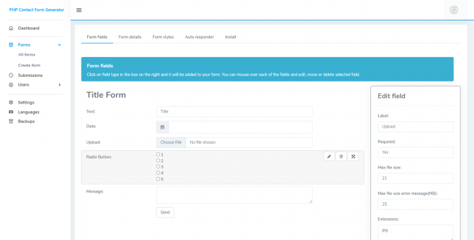 PHP Form Builder Generator - Screenshot 2