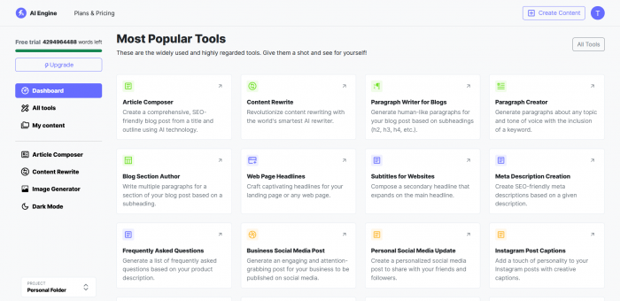 AI Engine Ã¢ÂÂ AI Copywriter &amp - Screenshot 1