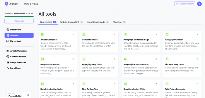AI Engine Ã¢ÂÂ AI Copywriter &amp - Screenshot 2