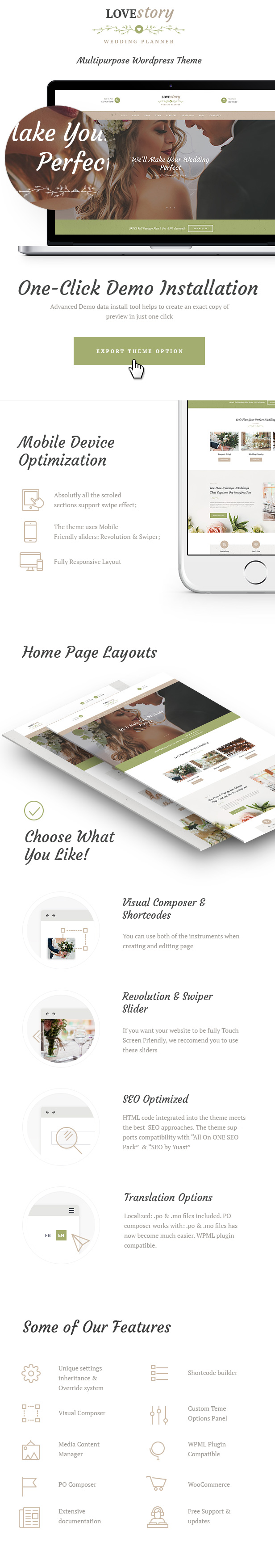Love Story | A Beautiful Wedding and Event Planner WordPress Theme - Screenshot 1