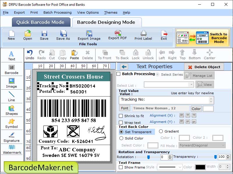 Professional Barcode Creating Software - Screenshot 1