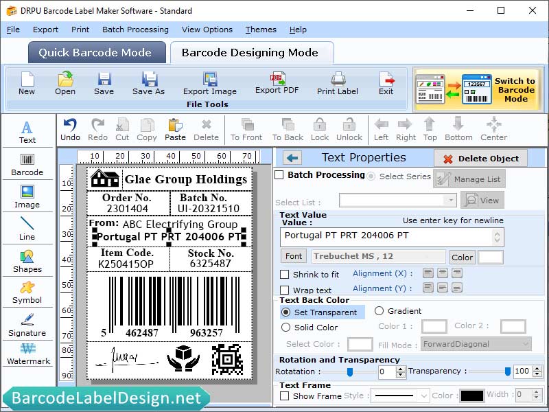 Standard Barcode Label Maker Tool - Screenshot 1