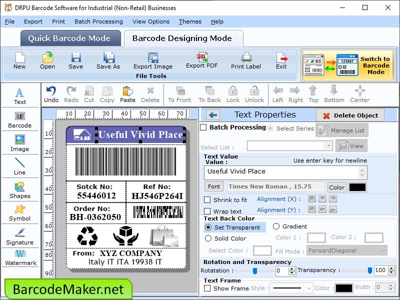 Label Generator for Industrial - Screenshot 1