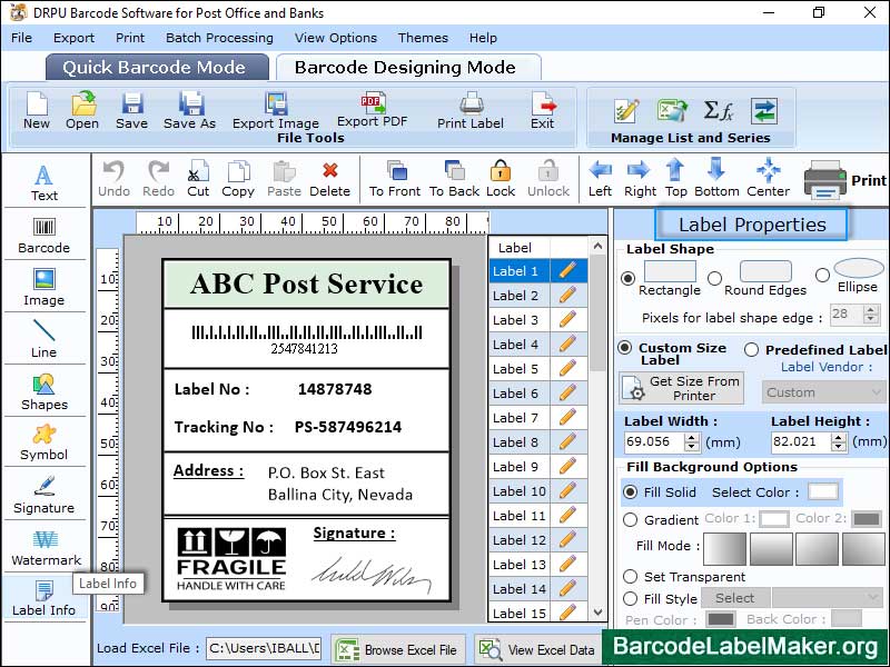 Postal Barcode Labels Maker - Screenshot 1