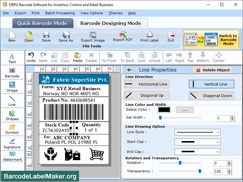 Retail Barcode Label Application - Screenshot 1
