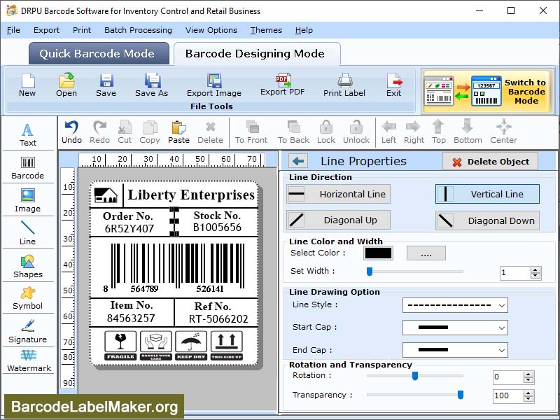 Barcode Label Printing Application - Screenshot 1
