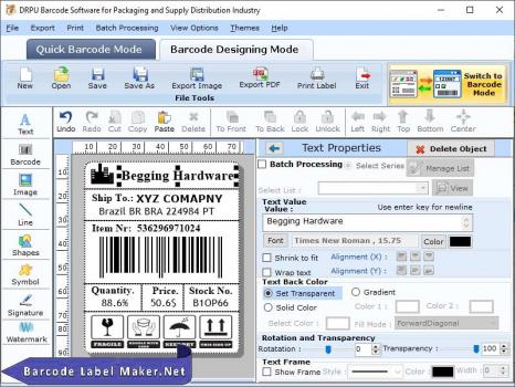Packaging Label Barcode Generator - Screenshot 1