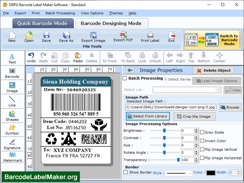 Standard Barcode Label Maker - Screenshot 1