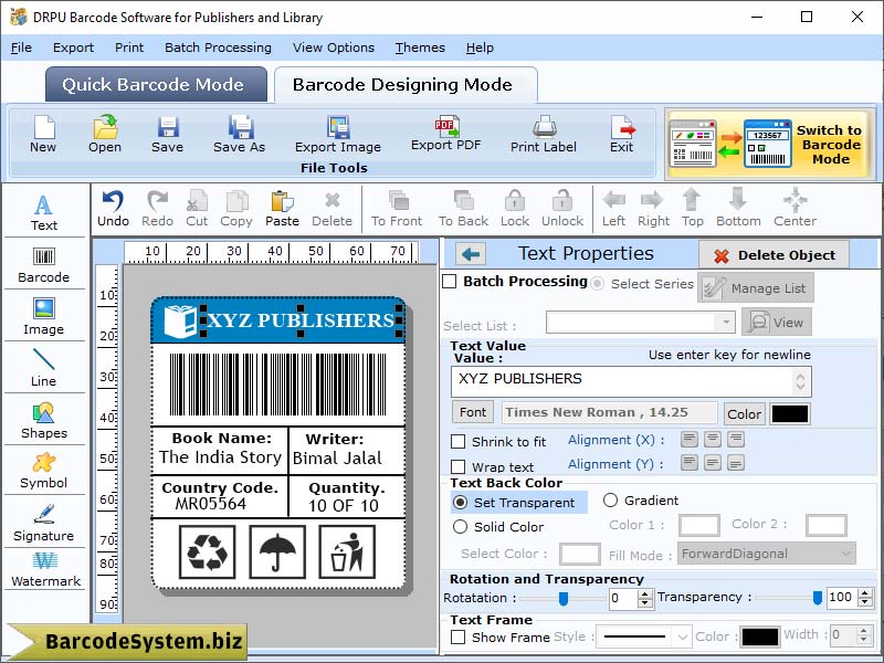 Publisher Barcode Tool - Screenshot 1