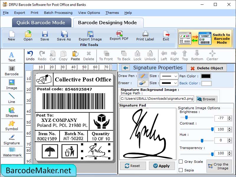 Postal Service Barcode Creator - Screenshot 1