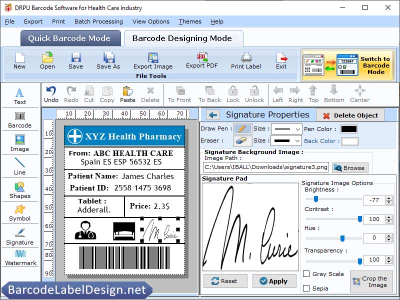 Barcode Generator for Hospitals - Screenshot 1