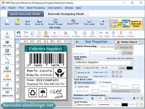 Packaging Supply Distribution 2D Barcode - Screenshot 1