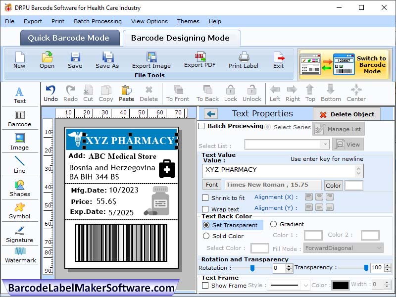 Medicine Barcode Maker Tool - Screenshot 1