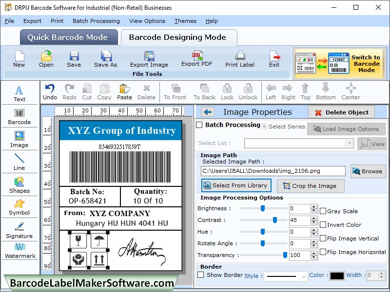 Industrial Barcode Label Creator - Screenshot 1