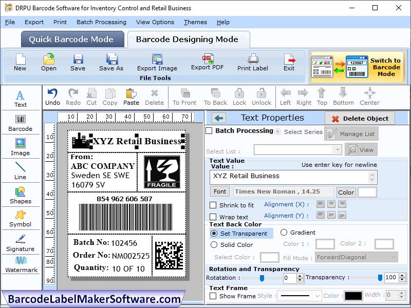 Retail Barcode Labels Creator - Screenshot 1