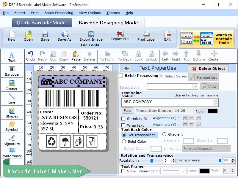 Software to Create Barcode Stickers - Screenshot 1