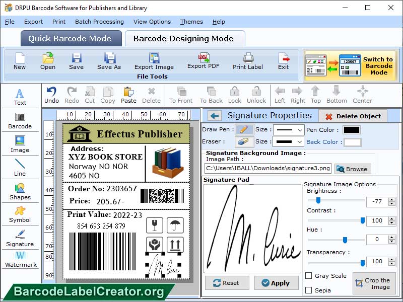 Library Barcode Labels Creator - Screenshot 1