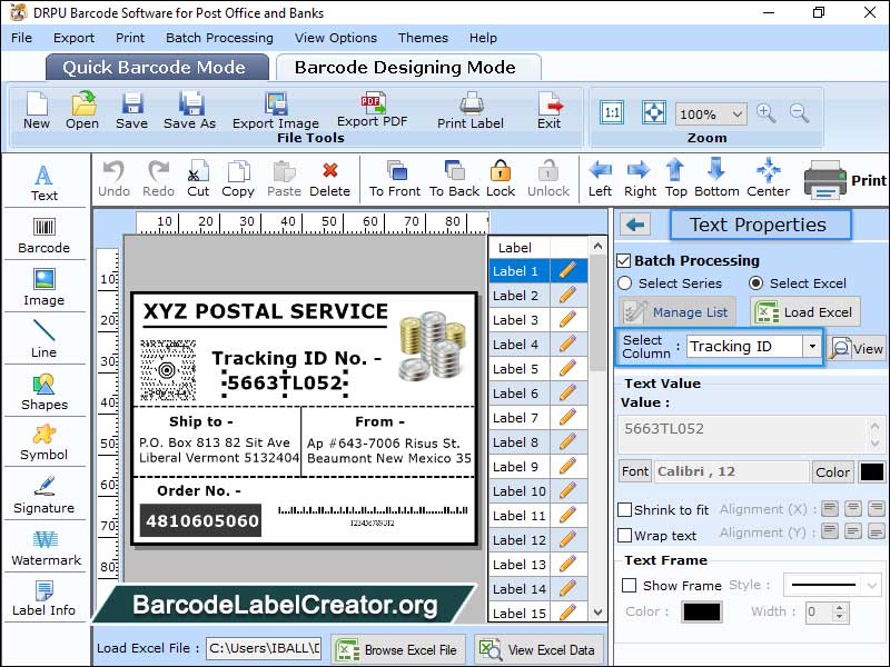 Postal Barcode Labels - Screenshot 1