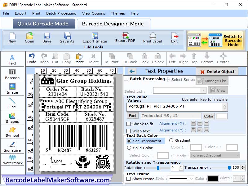 Standard Label Maker Tool - Screenshot 1