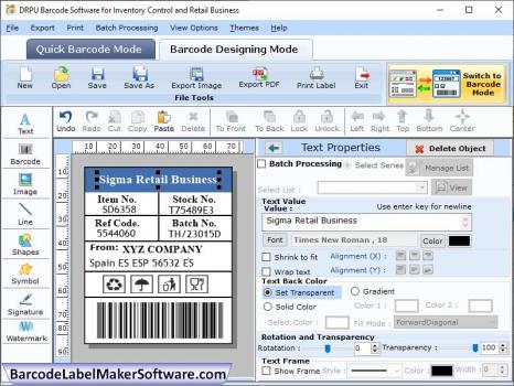 Manufacturing Barcode Label Software - Screenshot 1