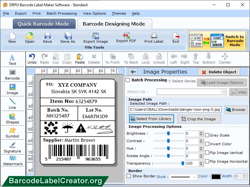 Standard Barcode Labels Software - Screenshot 1